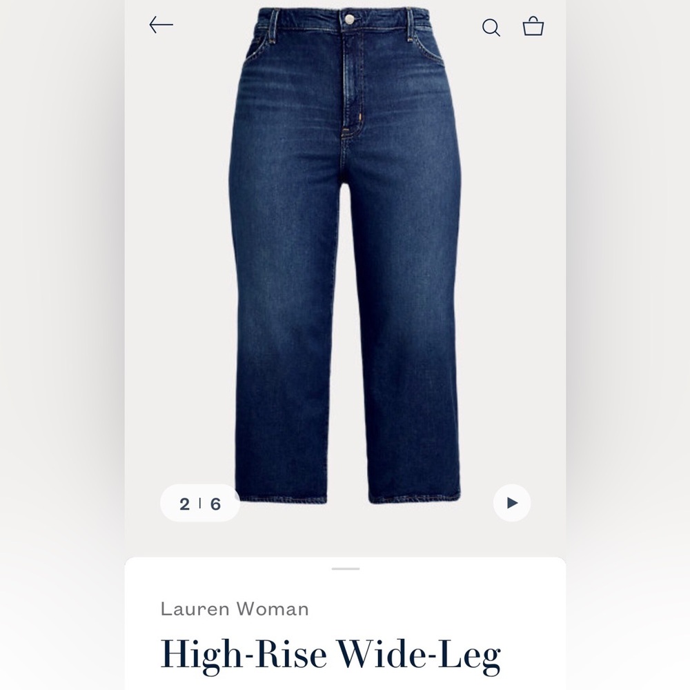 Ralph Lauren High Rise Crop Wide Leg Denim Jeans 22W & 20W - Picture 2 of 11
